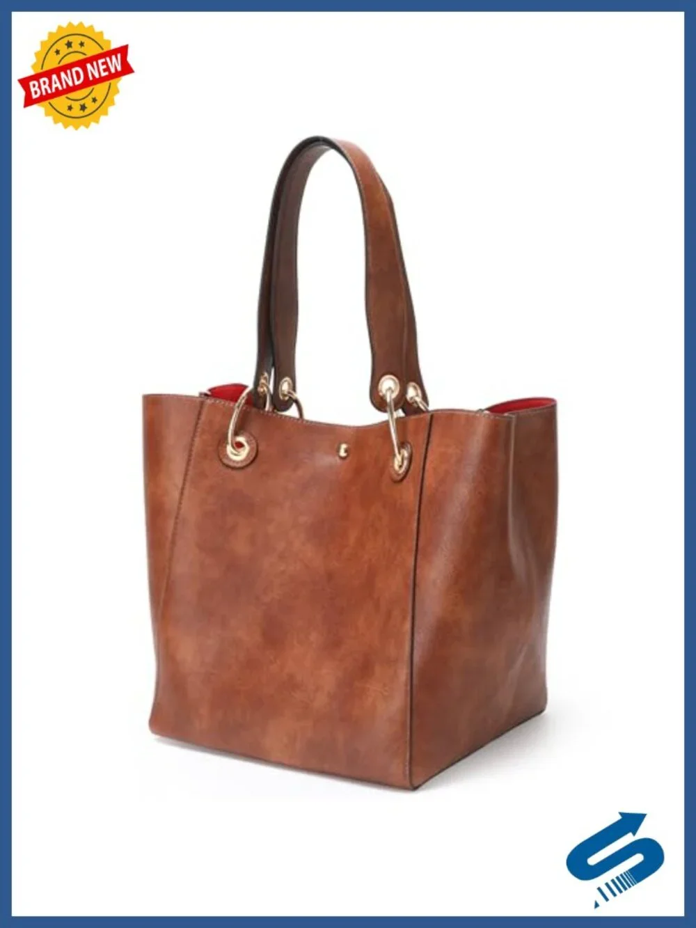 Faux Leather Large Work Tote Bag Women's Designer Shoulder Crossbody Purse